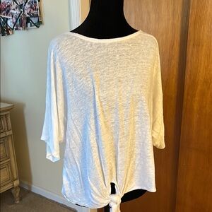 Alfani White Tie Front T-shirt Relaxed Fit